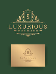 Luxury logo monogram crest template design vector illustration.