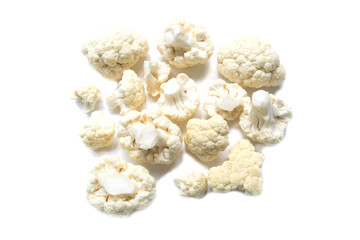 Cauliflower isolated on white background. View from above