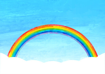 ベクター　大きな虹のある空のイラスト