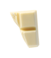 Piece of delicious chocolate bar isolated on white