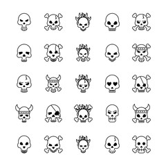 twenty five death skulls heads set collection icons