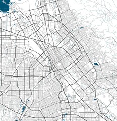 San Jose map. San Jose city map poster. Map of San Jose street, urban area.