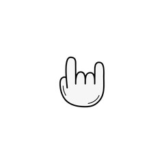 Obraz premium Rock gesture vector illustration icon. Doodle hand drawn outlined cartoon rock pose hand. Isolated.
