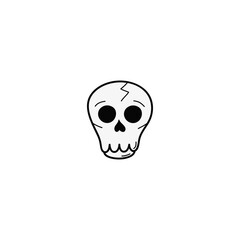 Skull vector illustration icon. Doodle hand drawn outlined cartoon human skull. Isolated.