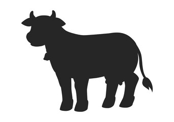Shadow of a cow on a white background. Isolated vector image. Cow.