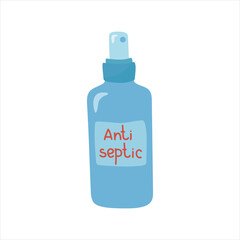 Antiseptic. A bottle of disinfectant. Vector illustration isolated.
