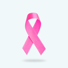 Breast Cancer concept : Pink ribbon isolated on white