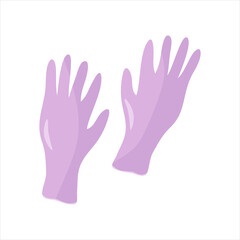 Fototapeta na wymiar Medical gloves, latex. Lilac color. Virus protection. Vector illustration.