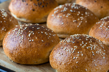 .Whole grain buns for burgers.