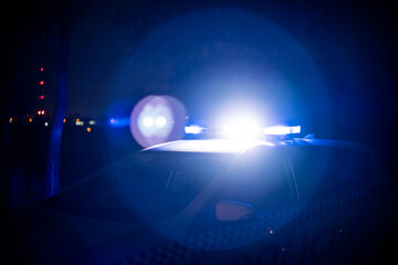 Police patrol car with blue sirens on © OscarStock