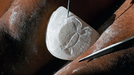 carving alabaster stone