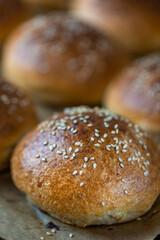 .Whole grain buns for burgers.