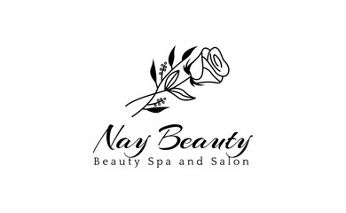 logo template for spa and salon. rose flower logo inspiration .suitable for boutique, beauty, botanical, florist and cosmetic. .vector illustration