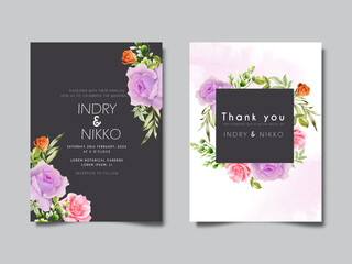 beautiful and elegant floral watercolor wedding invitation