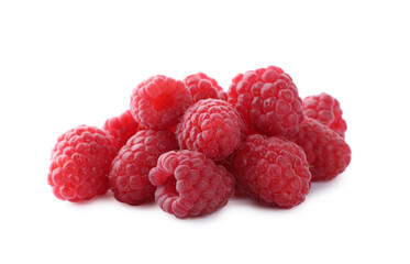 Delicious fresh ripe raspberries isolated on white