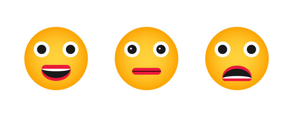 Set of yellow Emoji icons. Different emotions emoticons. Set of symbols, icons for voting. Service quality assessment.