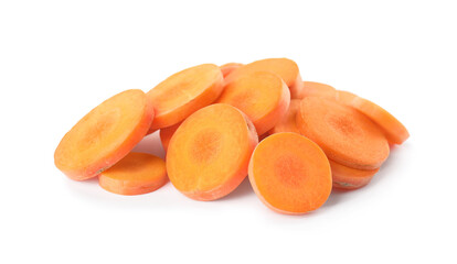 Slices of fresh ripe carrot isolated on white