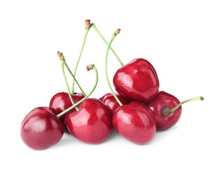 Delicious fresh ripe cherries isolated on white