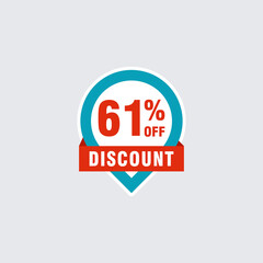 61 discount, Sales Vector badges for Labels, , Stickers, Banners, Tags, Web Stickers, New offer. Discount origami sign banner