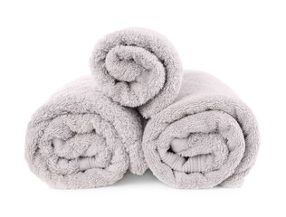 Obraz na płótnie Canvas Rolled soft terry towels isolated on white