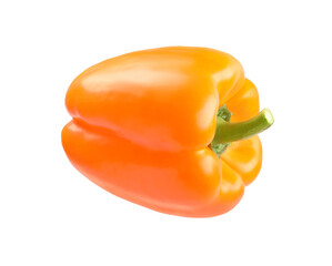 Ripe orange bell pepper isolated on white
