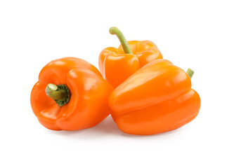Ripe orange bell peppers isolated on white