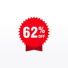 62 discount, Sales Vector badges for Labels, , Stickers, Banners, Tags, Web Stickers, New offer. Discount origami sign banner