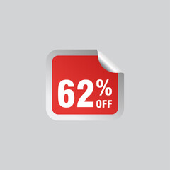62 discount, Sales Vector badges for Labels, , Stickers, Banners, Tags, Web Stickers, New offer. Discount origami sign banner