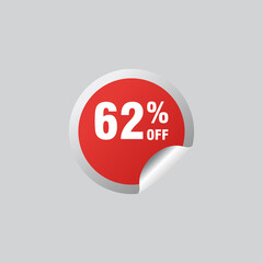 62 discount, Sales Vector badges for Labels, , Stickers, Banners, Tags, Web Stickers, New offer. Discount origami sign banner