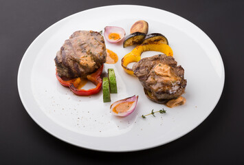 Beef steak with grilled vegetables