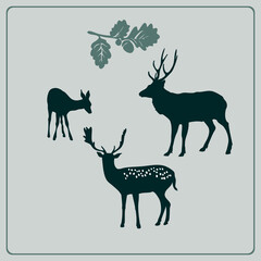 Deer silhouette set