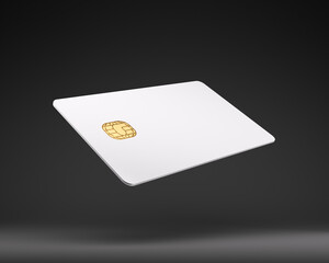 White plastic credit card mockup, dark black background,3D Illustration