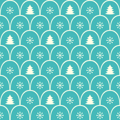Fir tree forest seamless pattern. Vector design background.