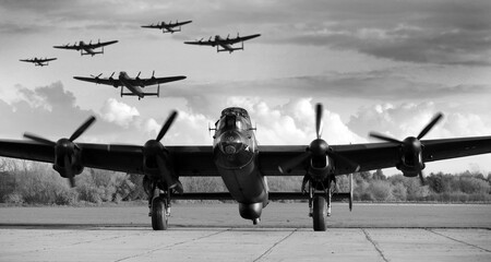 Avro Lancaster WW2 British heavy bomber - obrazy, fototapety, plakaty