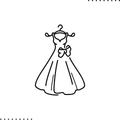 Wedding dress vector icon in outline