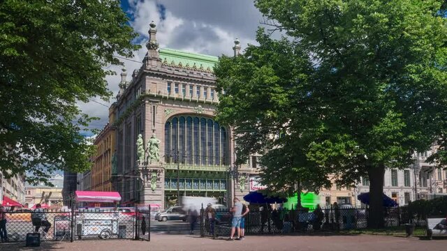 St. Petersburg. Shop merchants Eliseev timelapse. Comedy Theater named after N.P. Akimov. Nevsky Avenue. Russia