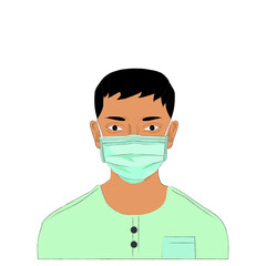 Wear a masks to prevent Coronavirus (COVID-19) and plague infection, Surgical masks illustration.	