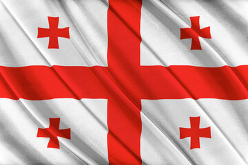 Colorful Georgia flag waving in the wind. 3D illustration.