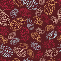 seamless vector pattern with blackberry on the burgundy background