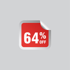 64 discount, Sales Vector badges for Labels, , Stickers, Banners, Tags, Web Stickers, New offer. Discount origami sign banner