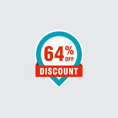64 discount, Sales Vector badges for Labels, , Stickers, Banners, Tags, Web Stickers, New offer. Discount origami sign banner
