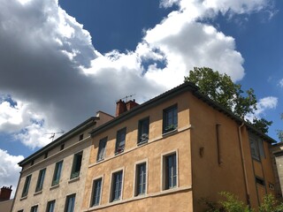 Facade of a building on a Lyon hill
