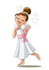 card for communion with girl