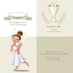 card for communion with girl