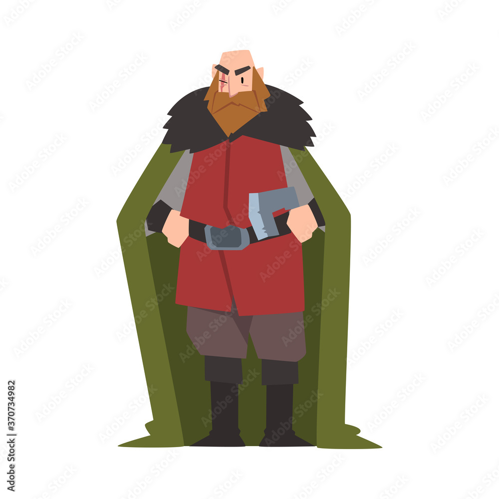 Canvas Prints strong viking, male scandinavian warrior character with axe vector illustration