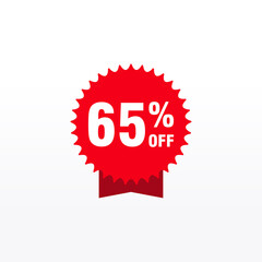 65 discount, Sales Vector badges for Labels, , Stickers, Banners, Tags, Web Stickers, New offer. Discount origami sign banner
