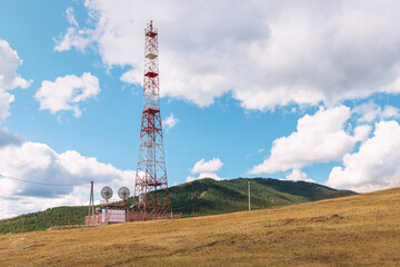 Telecommunications antenna for cellular mobile or TV communications. Located in a rural area in the mountains