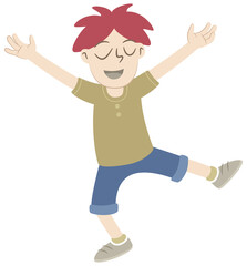 Boy jumping happy. A boy is dancing very happy.
