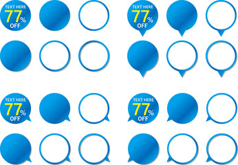 セール等に用いる円型フレーム青色グラデーションの見出し　影ナシと影アリのセット