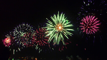 blurred multicolored flashes of fireworks
